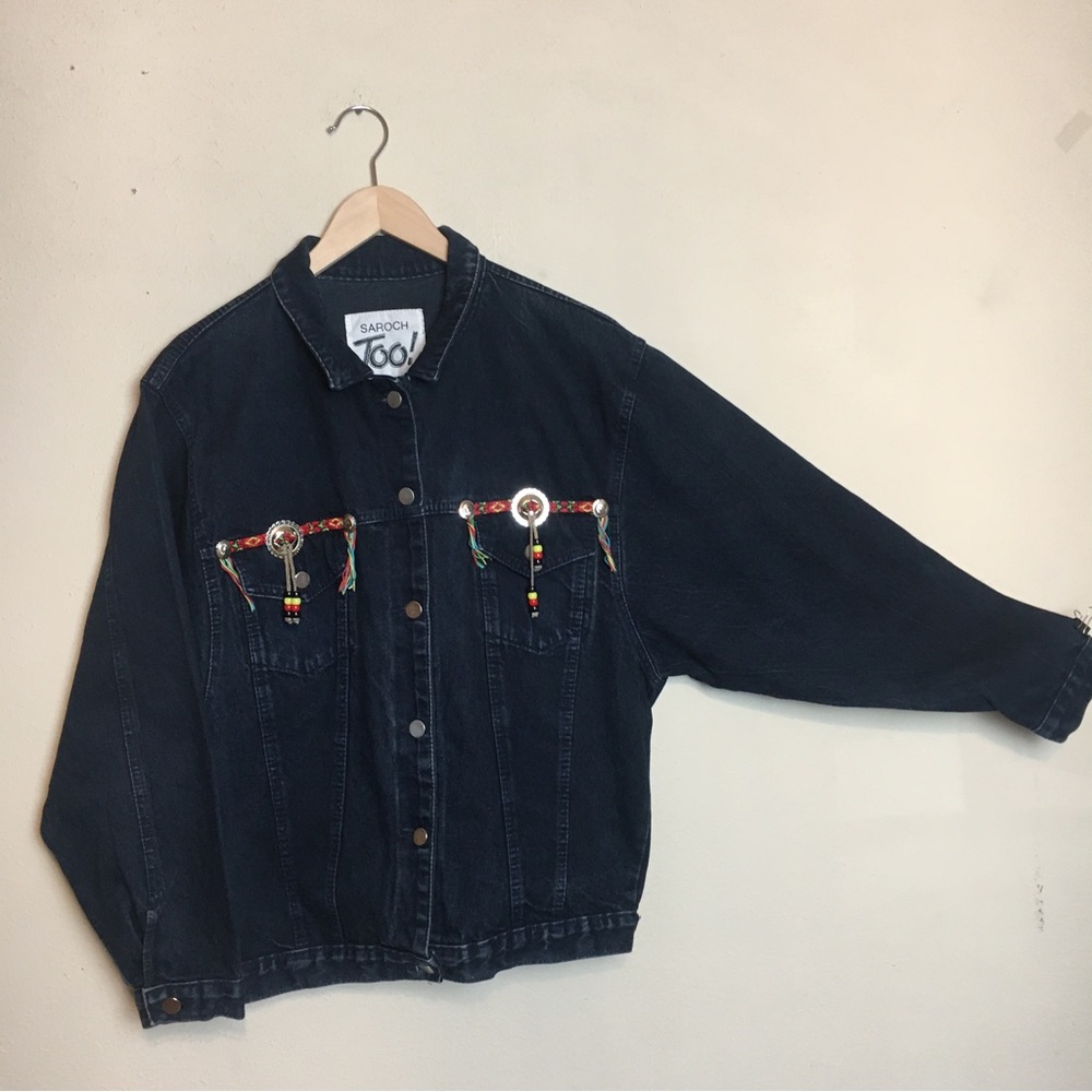 Vintage Saroch Too! Novelty Southwest Jean Jacket USA L